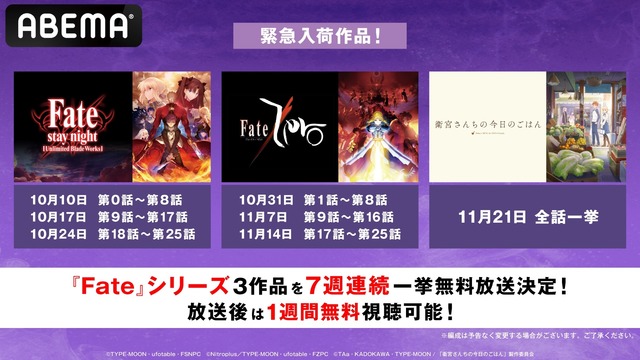 Free Marathon Broadcast Of Fate Series Including Fate Ubw Fate Zero And Emiya San Chi Anime Anime Global